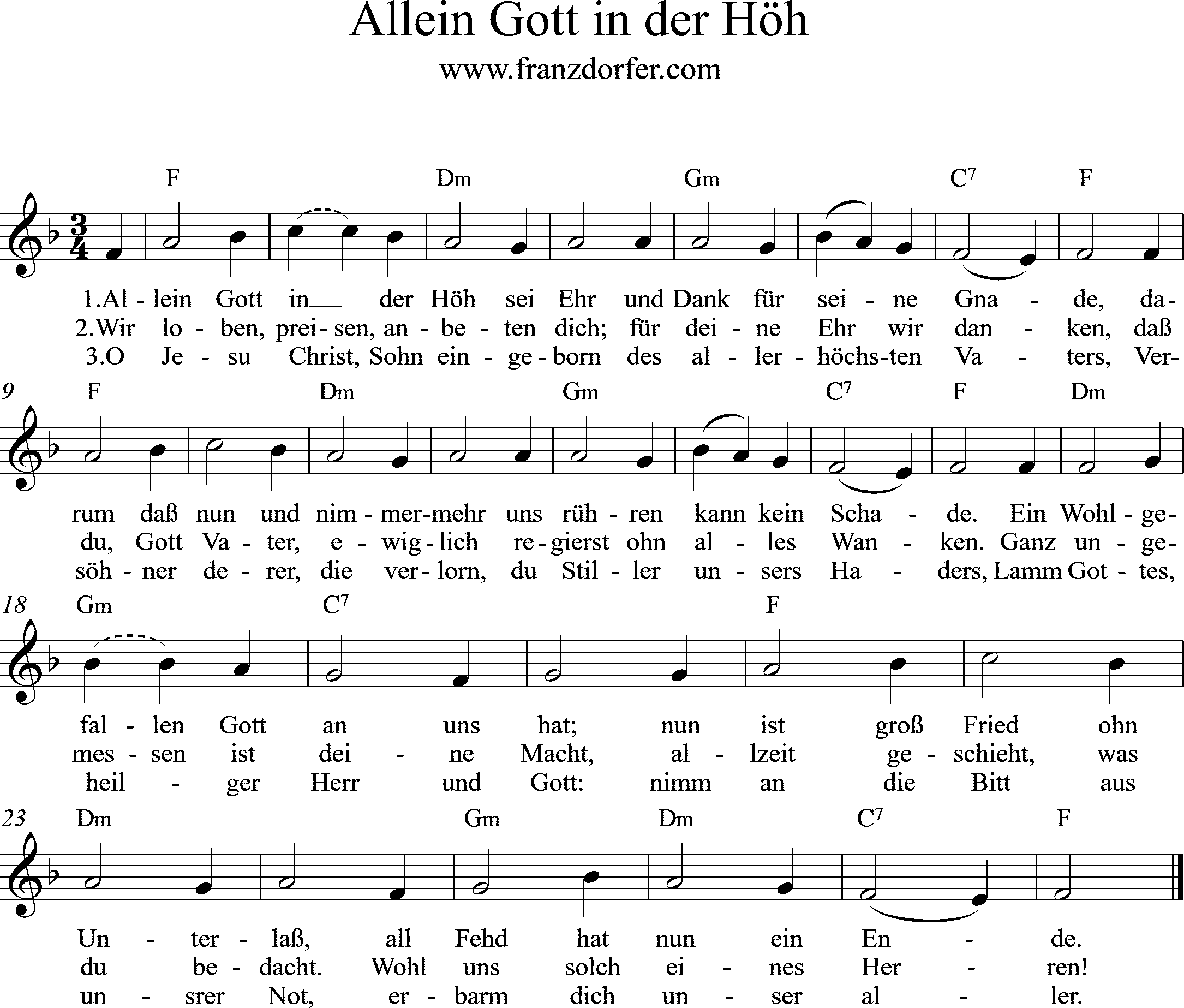 Noten - Allein Gott in der Höh